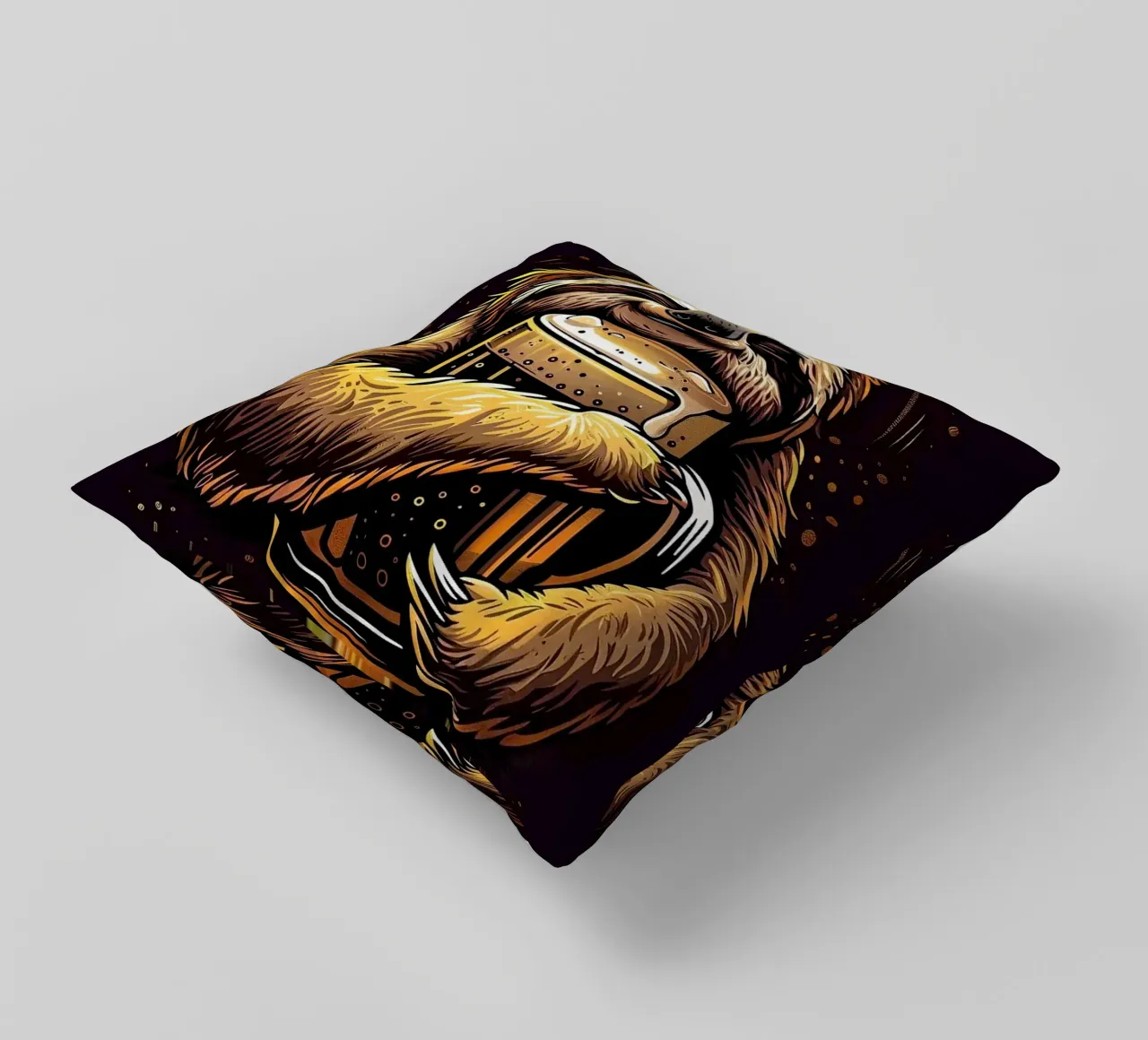 sloth drinking beer cuscino da Abstract Botanical Art