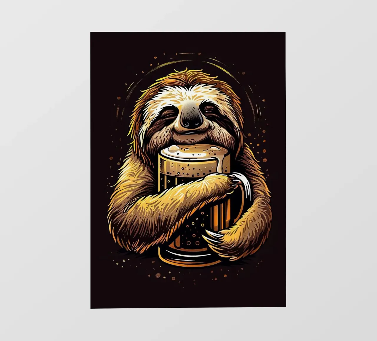 sloth drinking beer pellicola backlit da Abstract Botanical Art