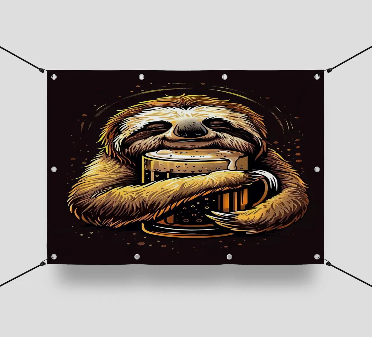 sloth drinking beer telo in pvc da Abstract Botanical Art