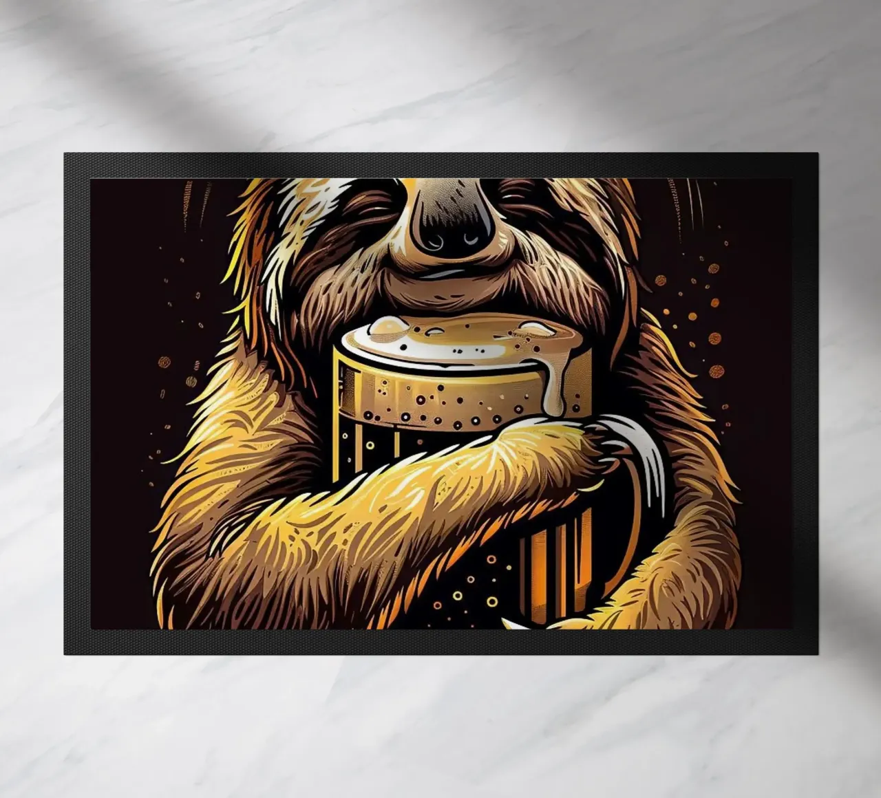 sloth drinking beer zerbino da Abstract Botanical Art