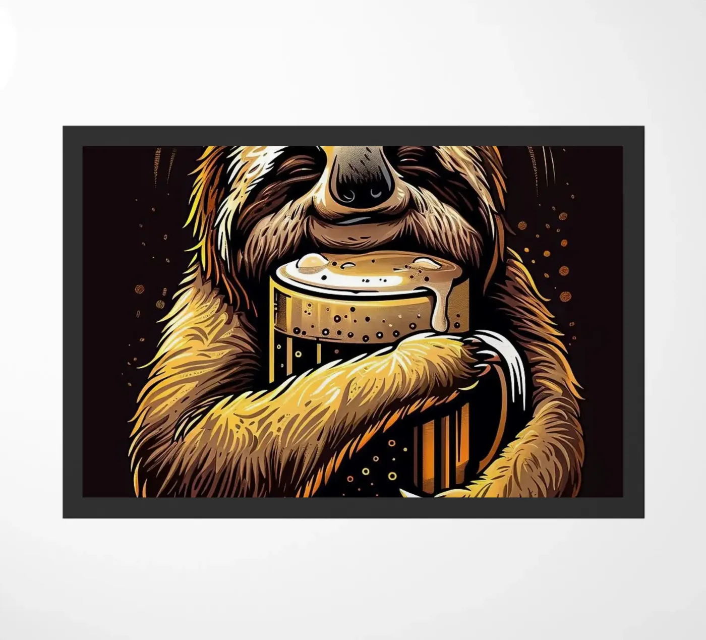 sloth drinking beer Fußmatte von Abstract Botanical Art