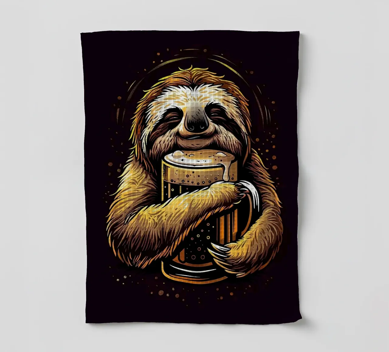 sloth drinking beer canovaccio da cucina da Abstract Botanical Art