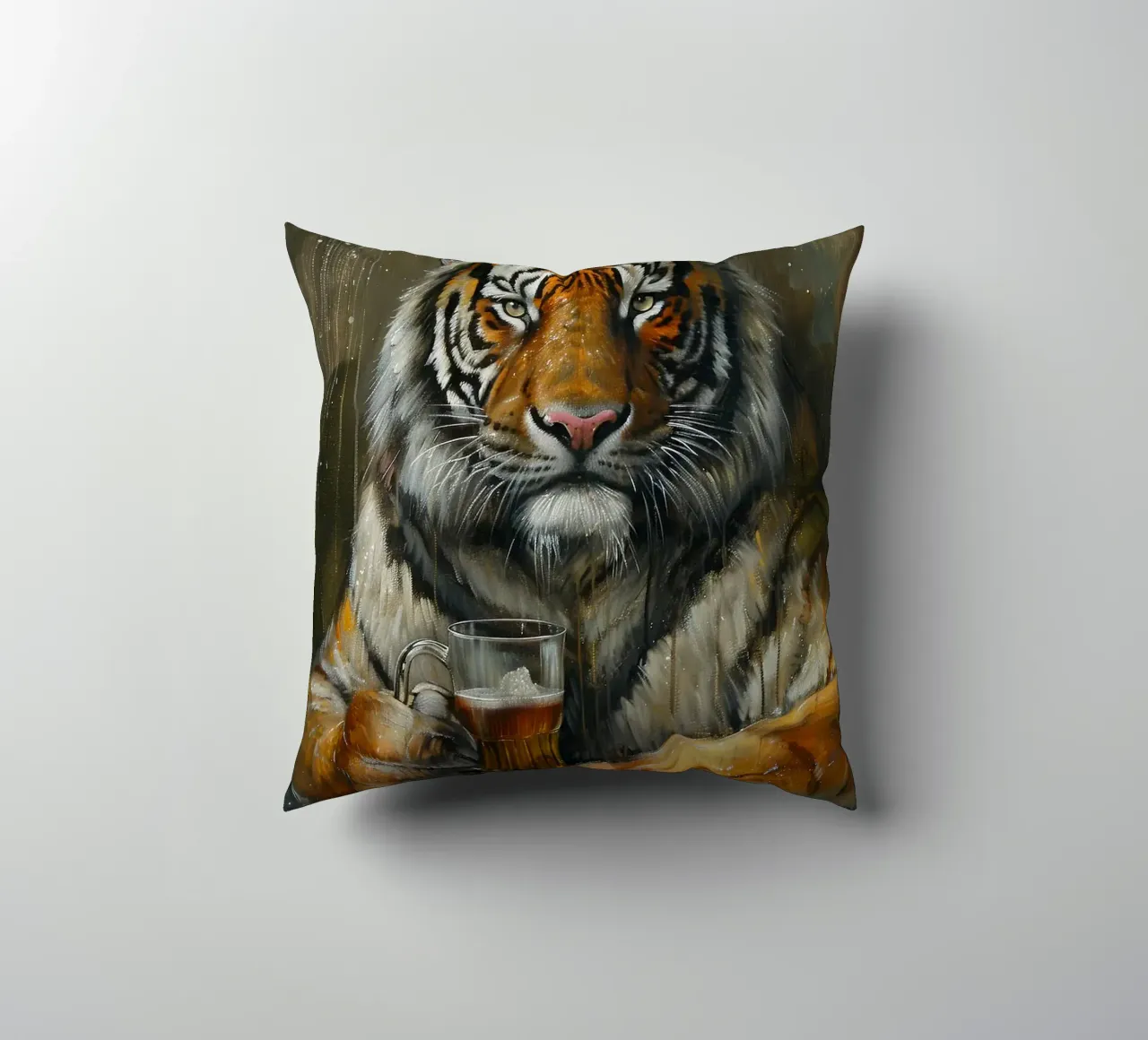 tigre che beve birra cuscino da Abstract Botanical Art