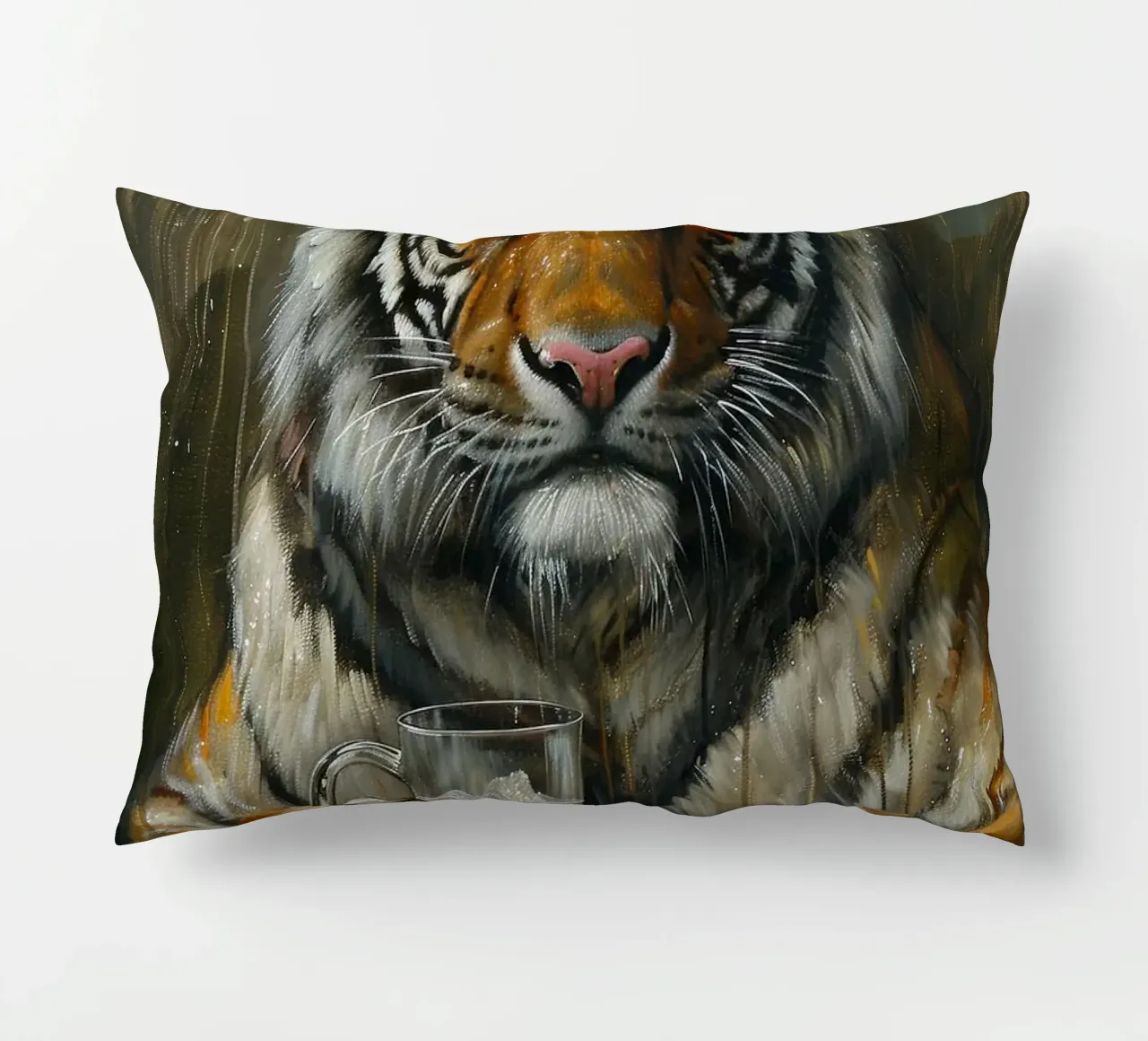 tigre che beve birra cuscino da Abstract Botanical Art