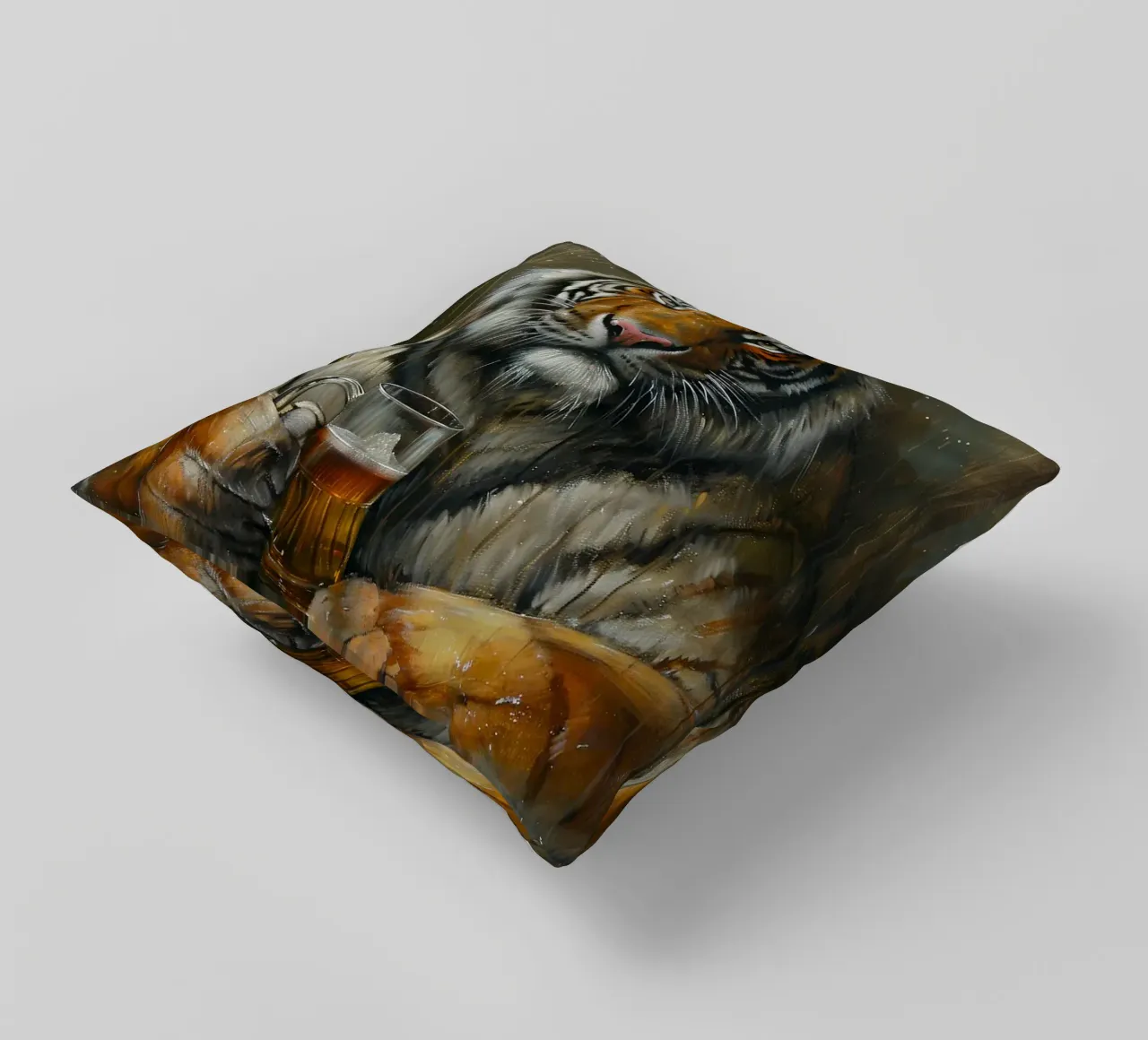 tigre che beve birra cuscino da Abstract Botanical Art