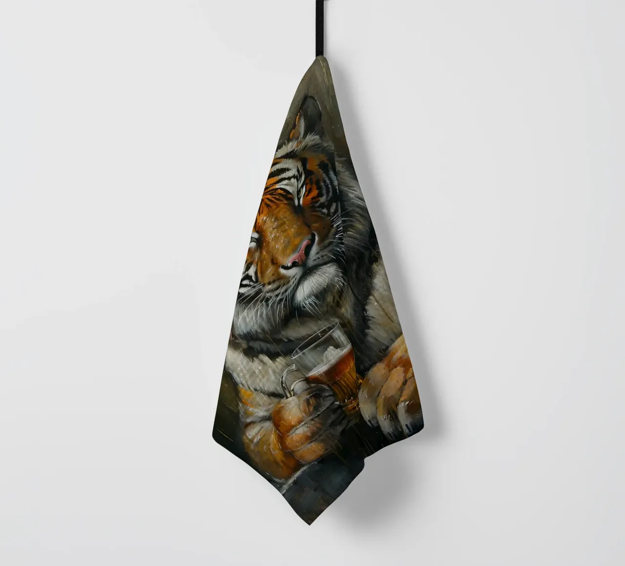 tigre che beve birra canovaccio da cucina da Abstract Botanical Art