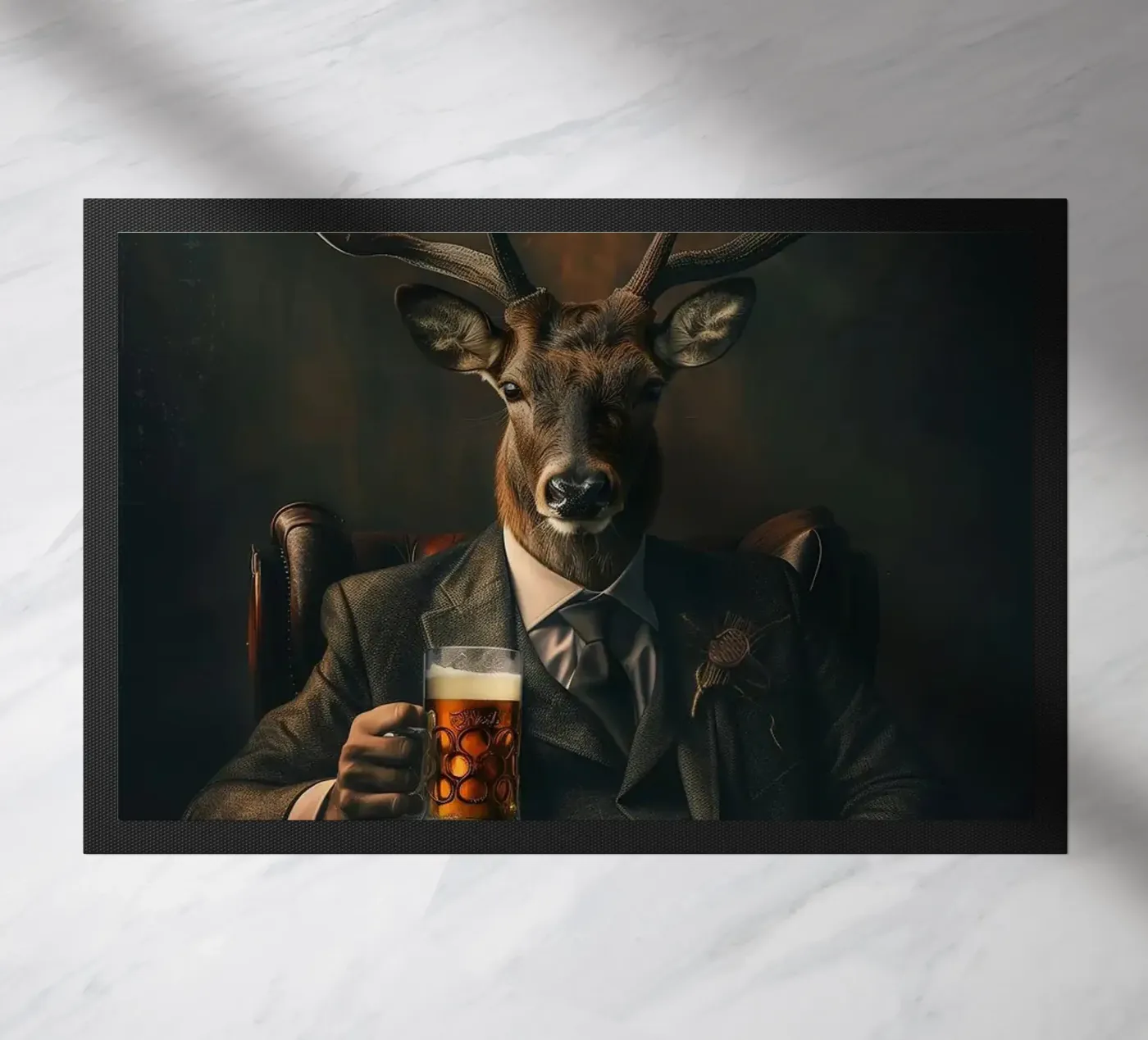 deer drinking beer deurmat van Abstract Botanical Art