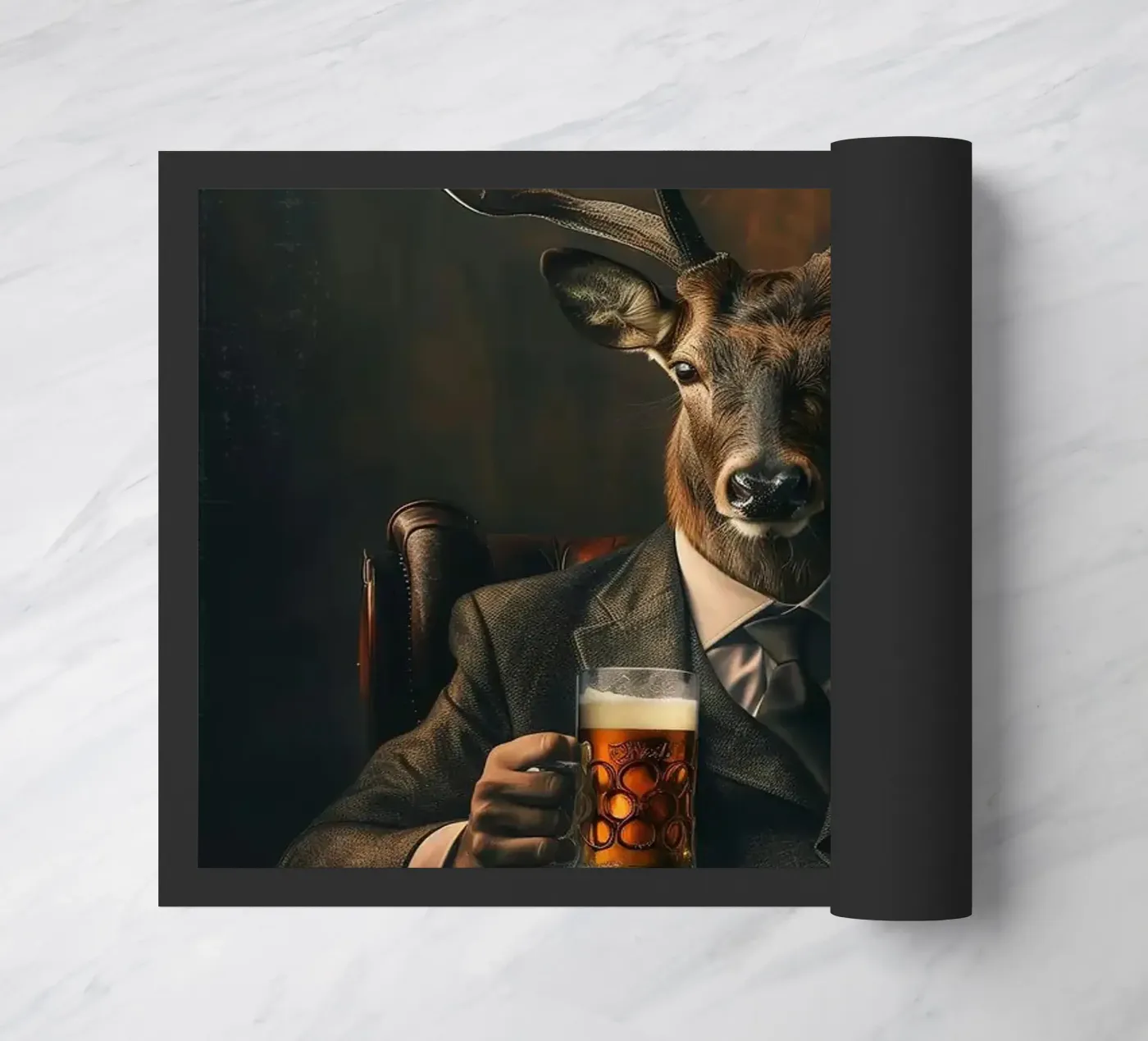 deer drinking beer deurmat van Abstract Botanical Art