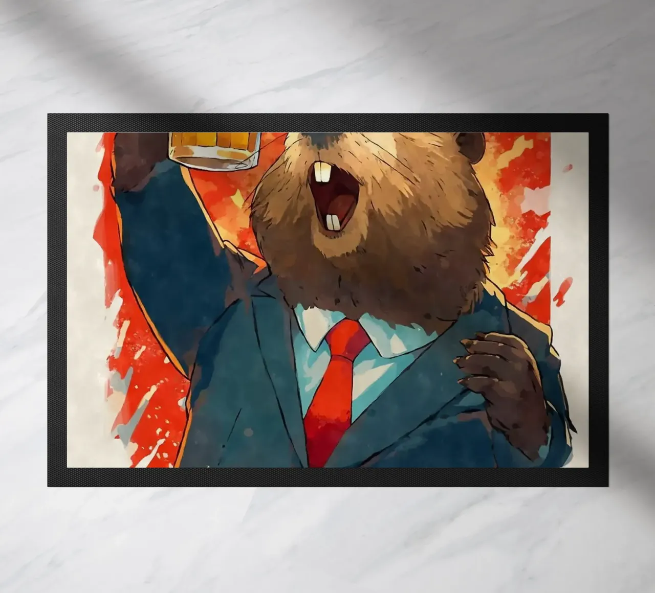 beaver doormat by Abstract Botanical Art