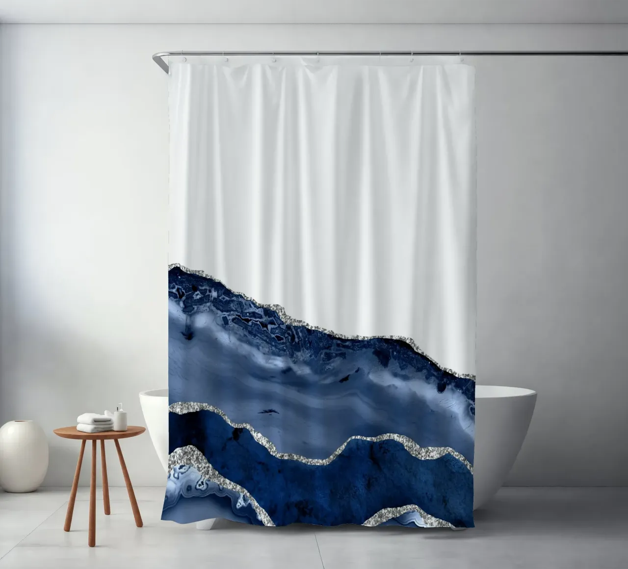 Texture Agata Navy e Argento 06 tenda da doccia da Gemstone Textures