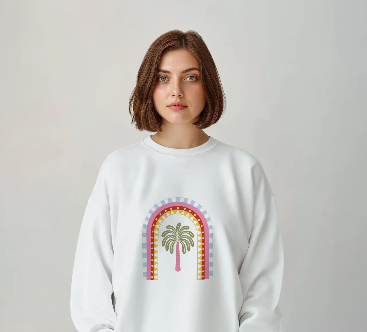 Stylised rainbow with palm felpa da Vivdesign