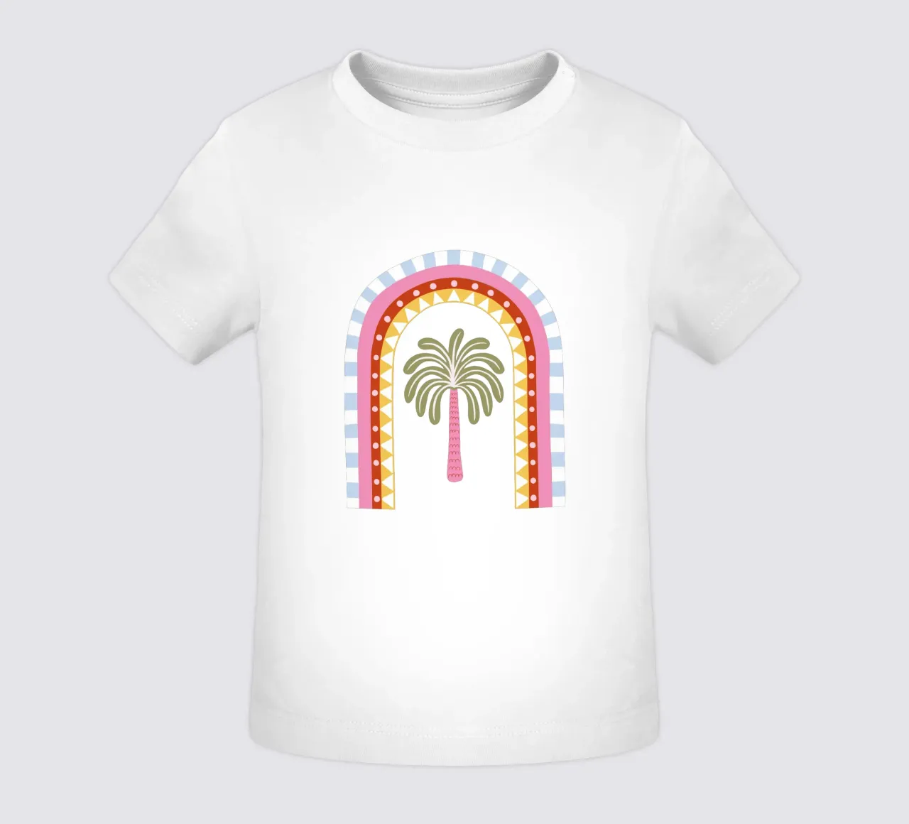 Stylised rainbow with palm baby t-shirt by Vivdesign