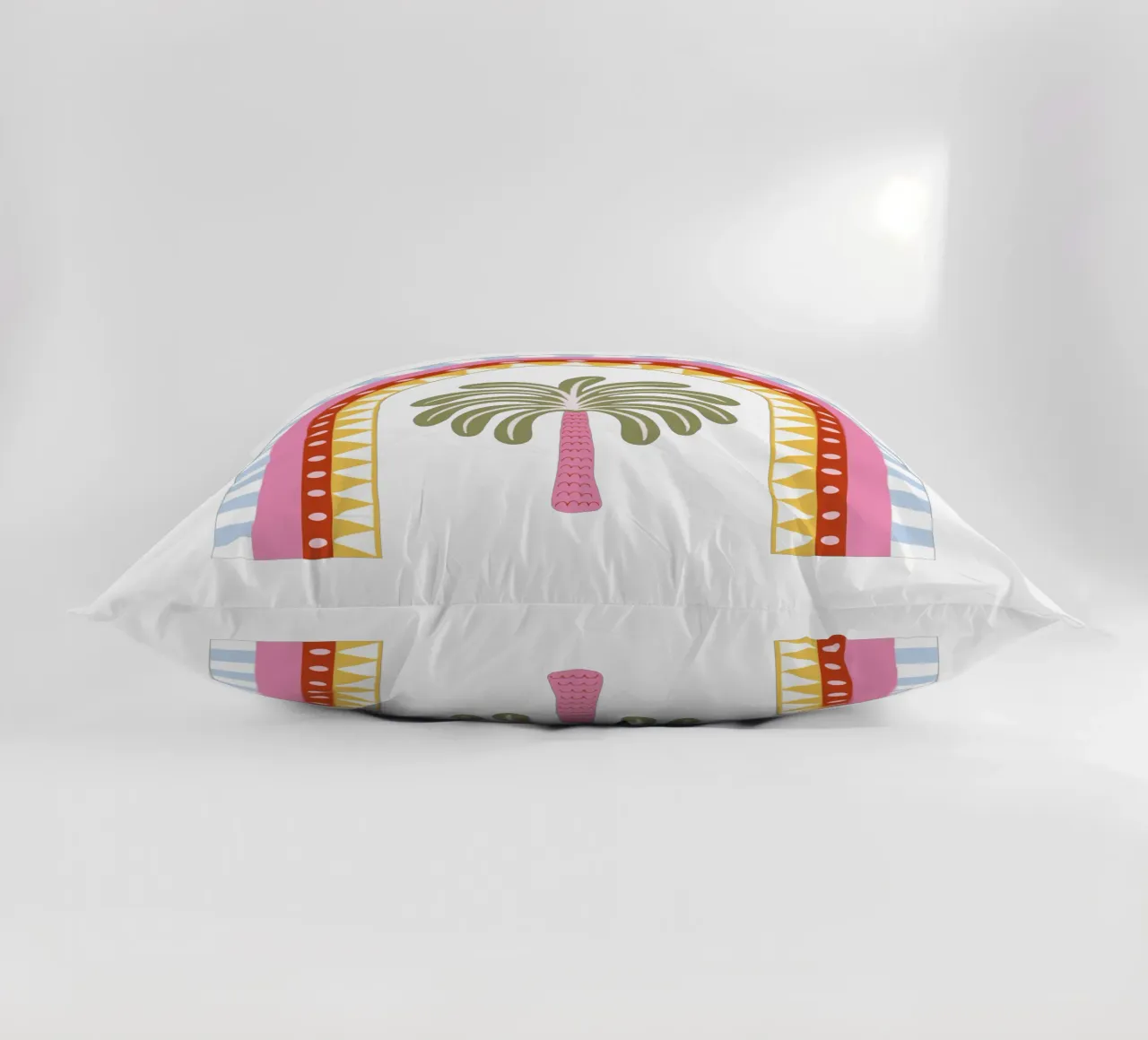 Stylised rainbow with palm decorative cushion by Vivdesign