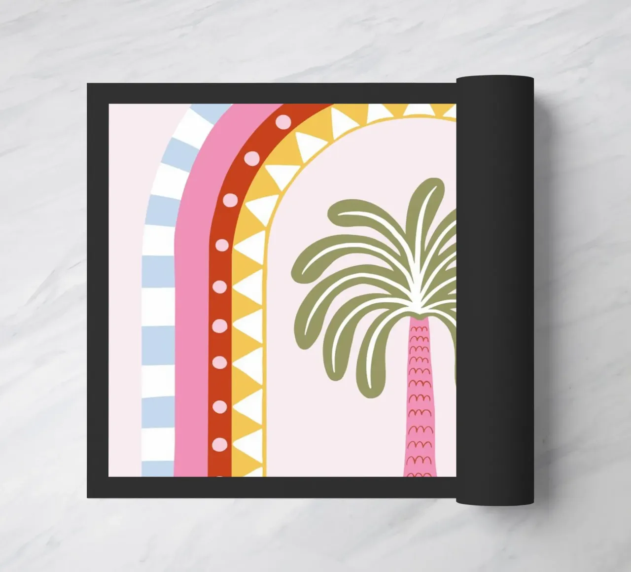 Stylised rainbow with palm zerbino da Vivdesign