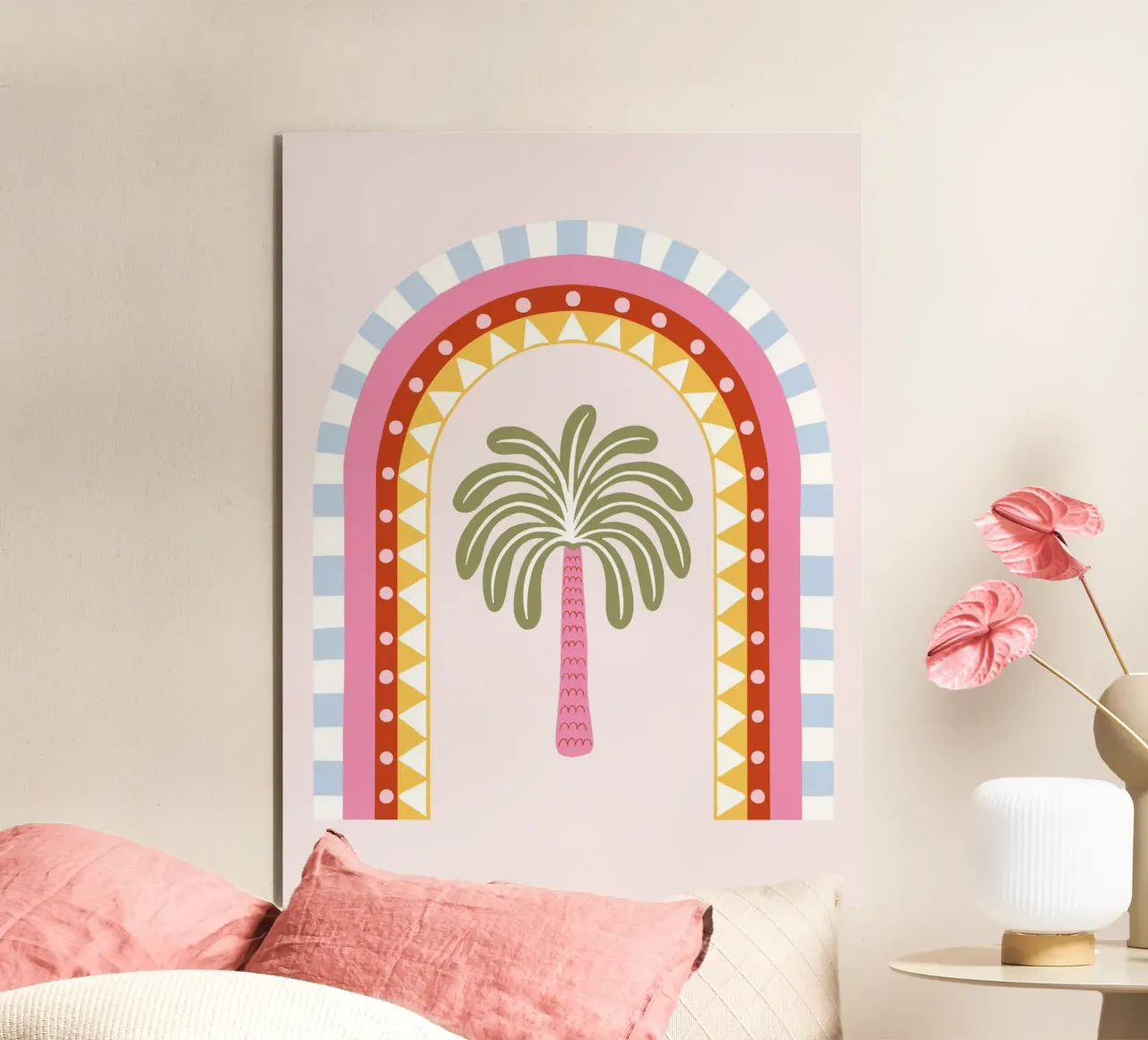 Stylised rainbow with palm alu-dibond by Vivdesign