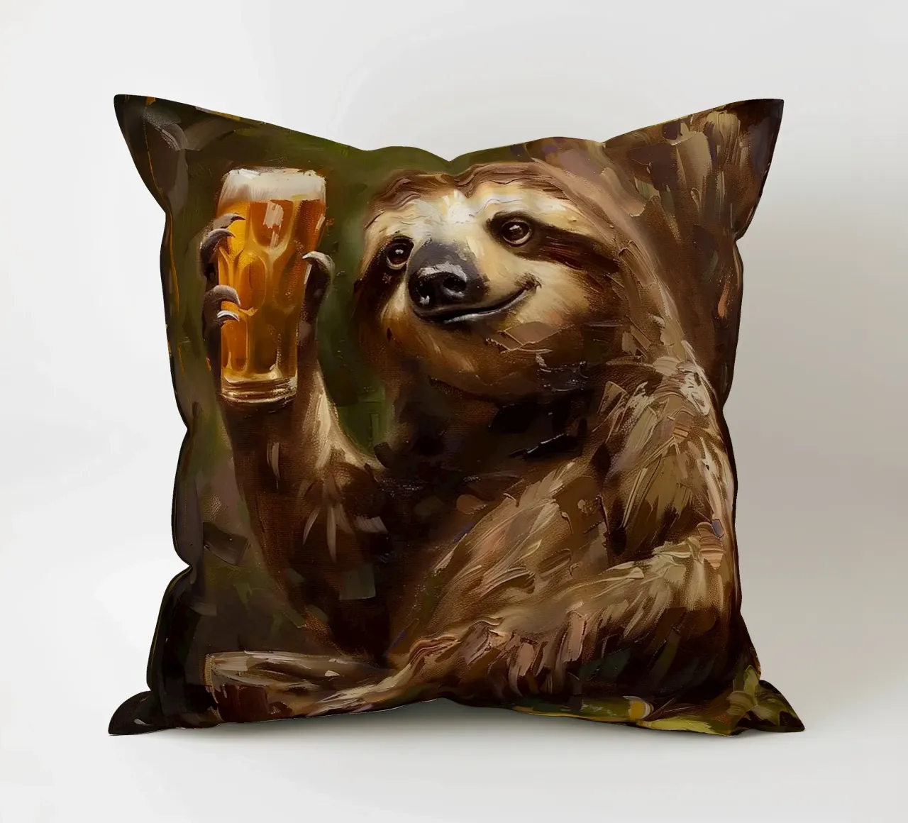bradipo che beve birra cuscino da Abstract Botanical Art
