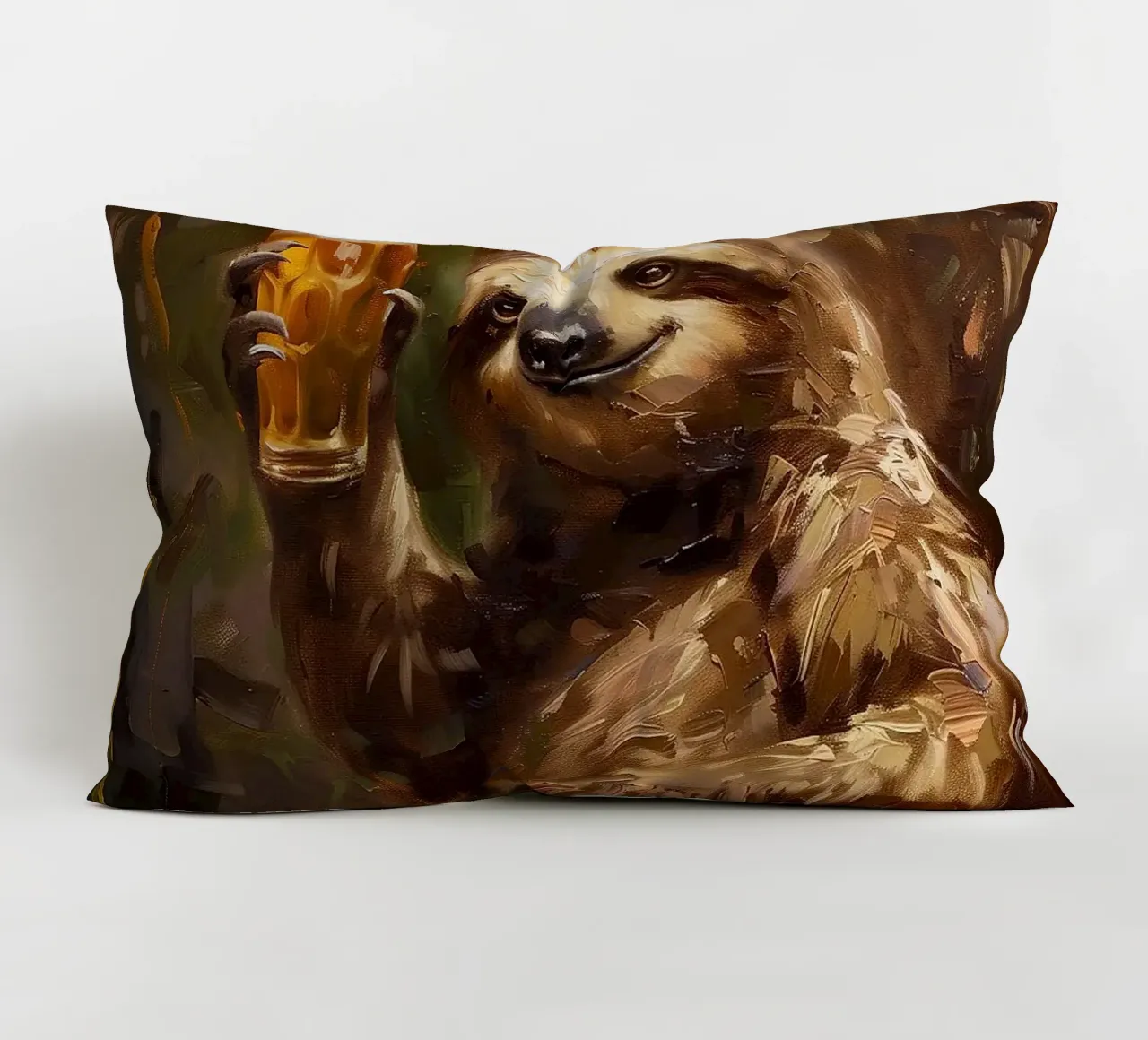 bradipo che beve birra cuscino da Abstract Botanical Art
