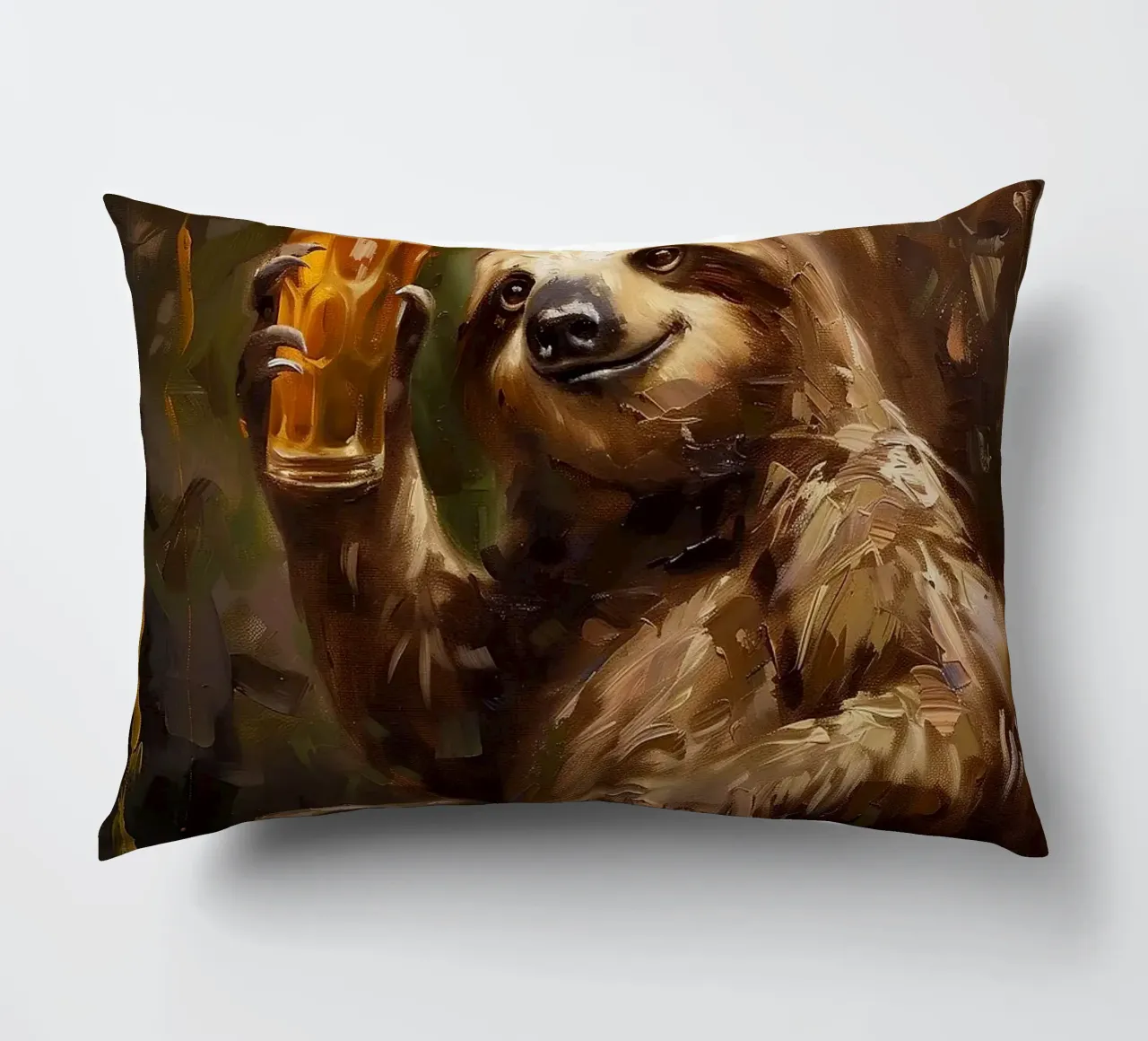 bradipo che beve birra cuscino da Abstract Botanical Art