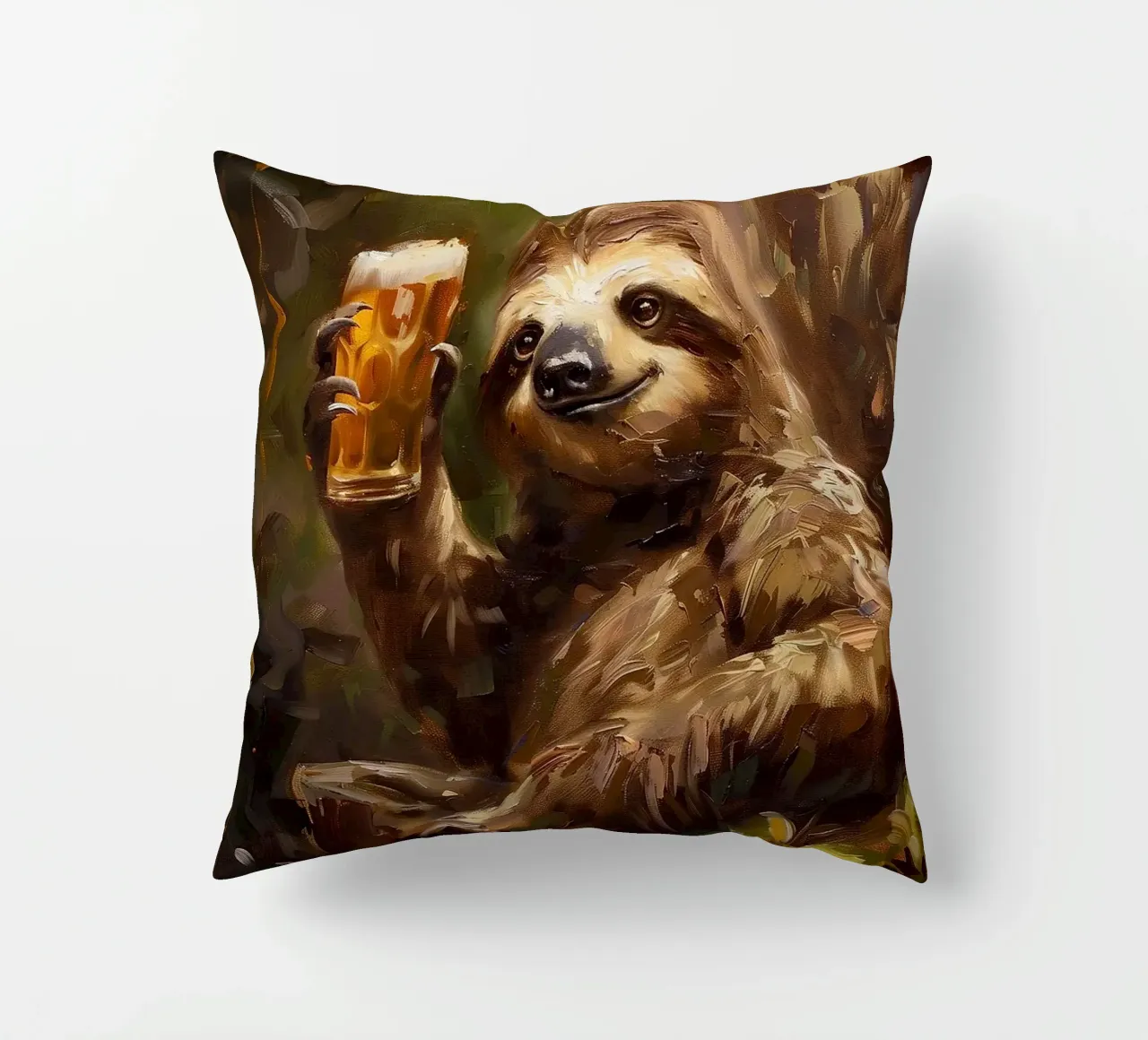 bradipo che beve birra cuscino da Abstract Botanical Art