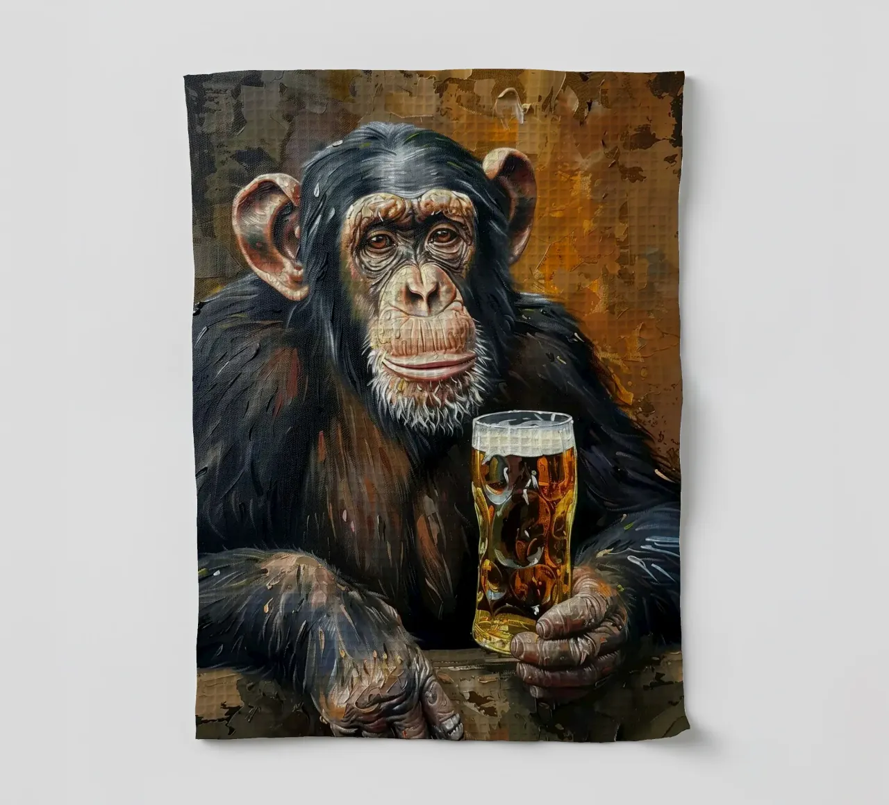 scimmia che beve birra canovaccio da cucina da Abstract Botanical Art