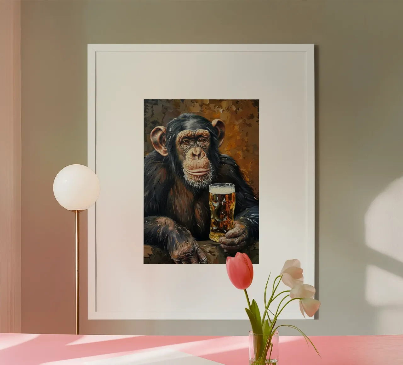 monkey drinking beer poster by Abstract Botanical Art