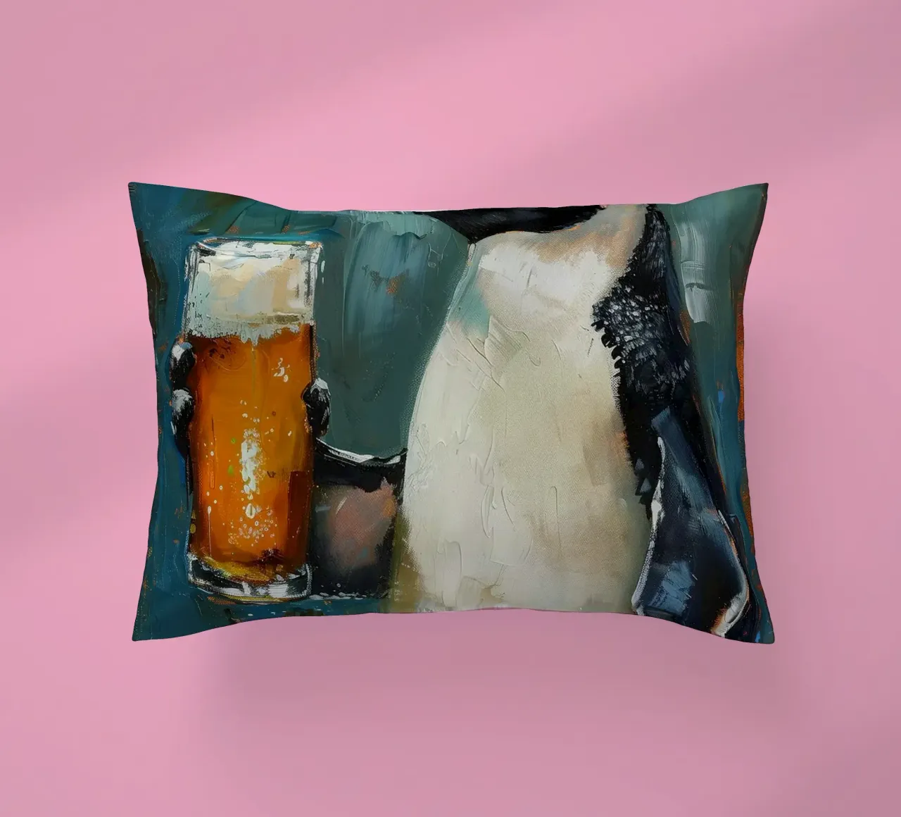 pinguino che beve birra cuscino da Abstract Botanical Art
