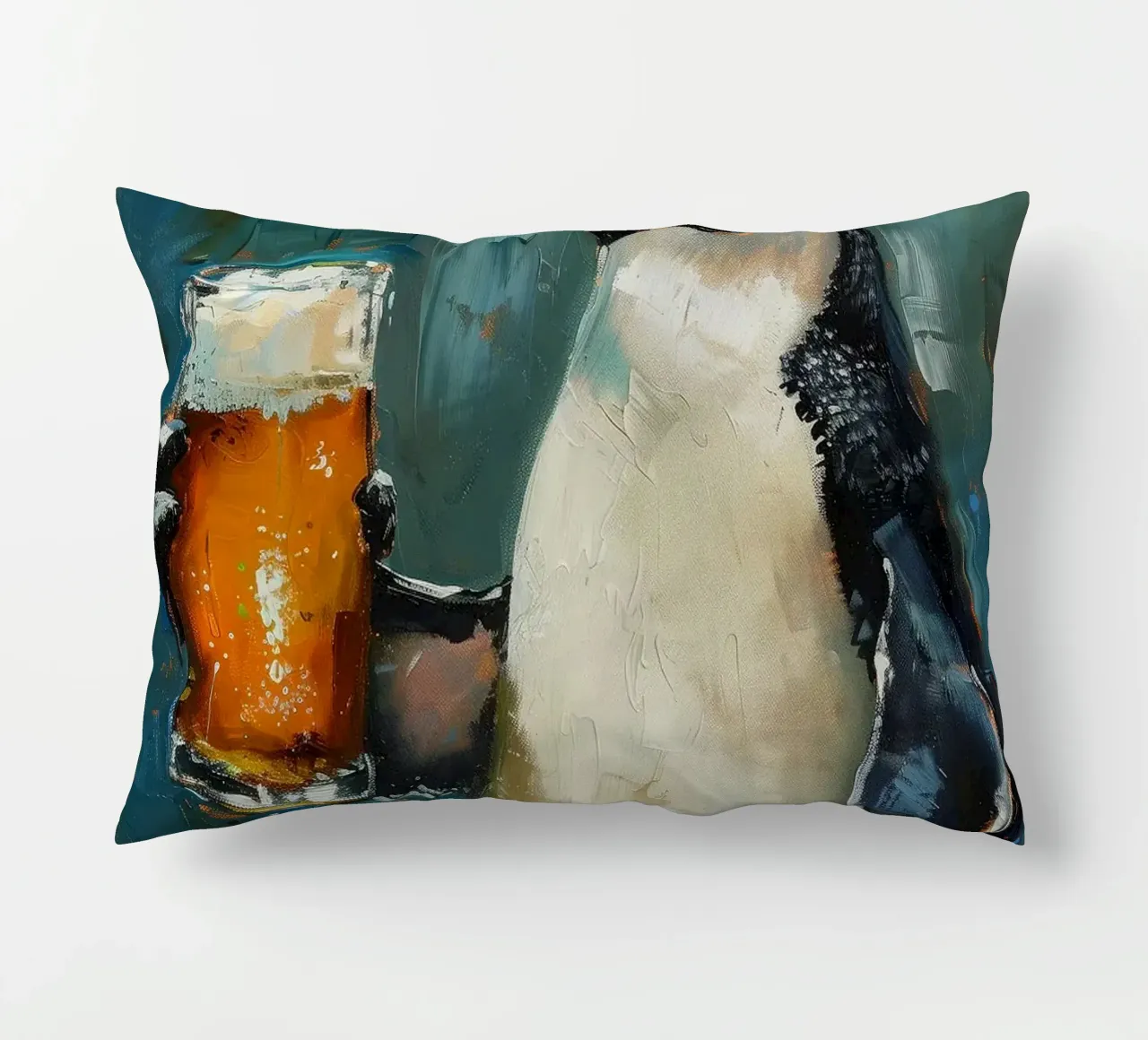 pinguino che beve birra cuscino da Abstract Botanical Art