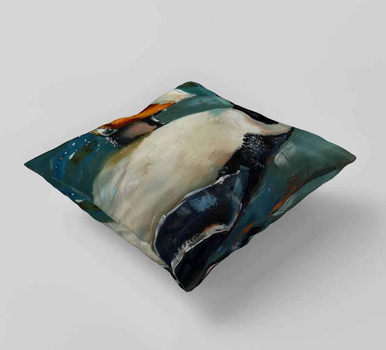 pinguino che beve birra cuscino da Abstract Botanical Art