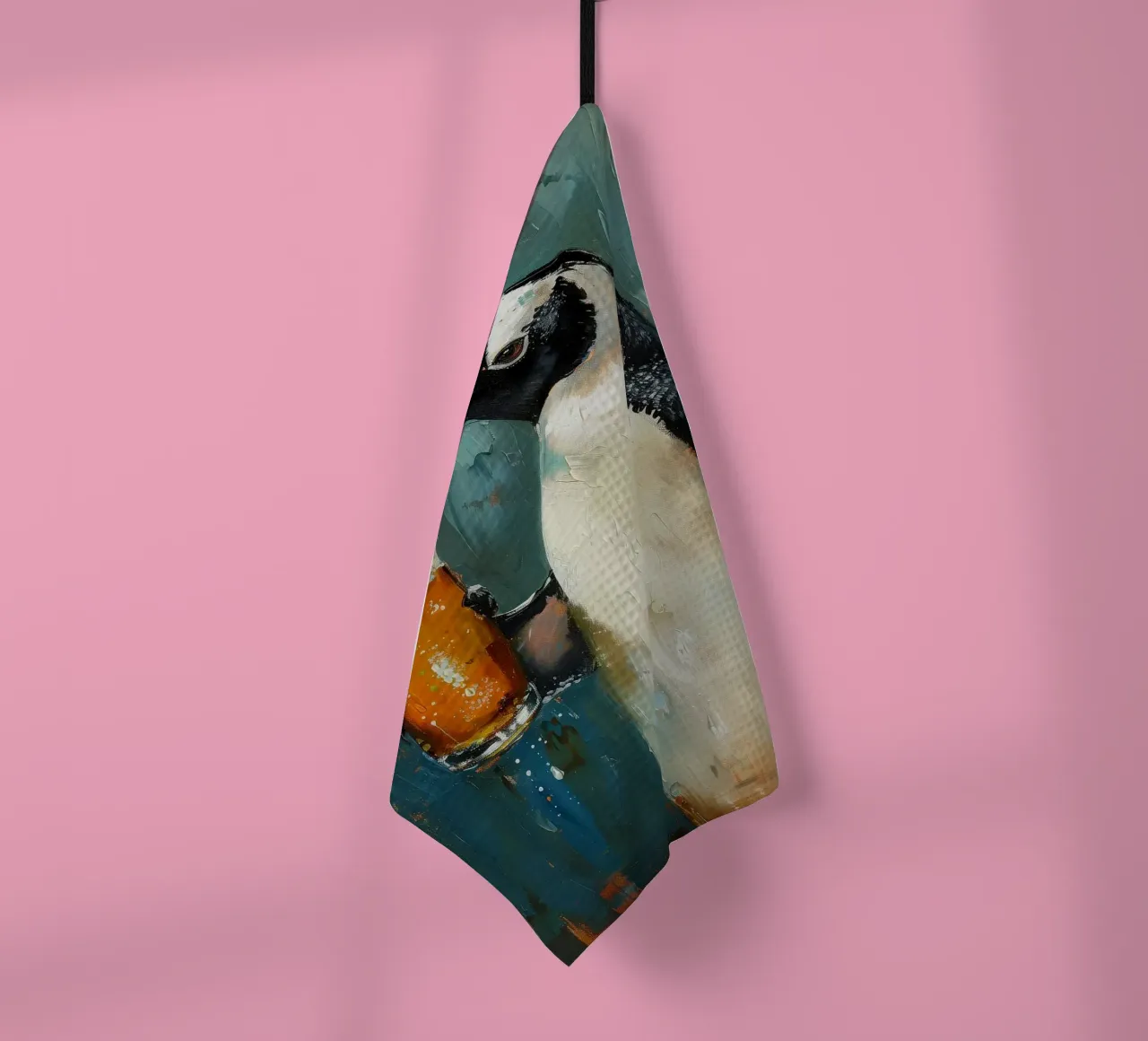 pinguino che beve birra canovaccio da cucina da Abstract Botanical Art