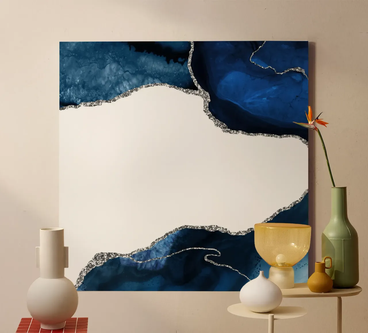 Texture agata marina e argento 11 tela con Cornice a cassetta da Gemstone Textures