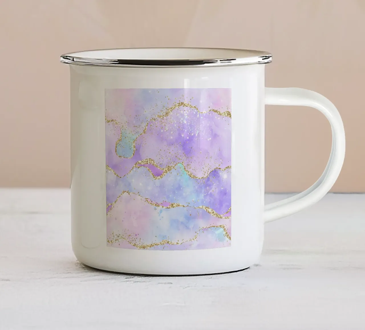 Texture Agata Glitterata Arcobaleno 01 tazza in smalto da Gemstone Textures