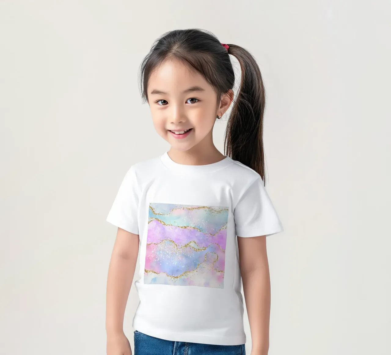 Rainbow Glitter Agate Texture 02 kids t-shirt by Gemstone Textures