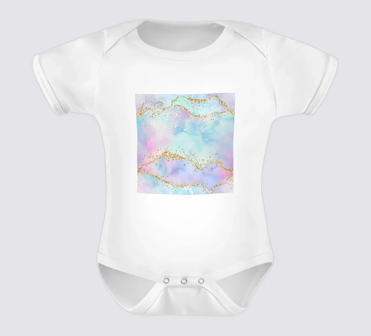 Regenbogen-Glitzer-Achat Textur 04 Kurzarm Babybody von Gemstone Textures