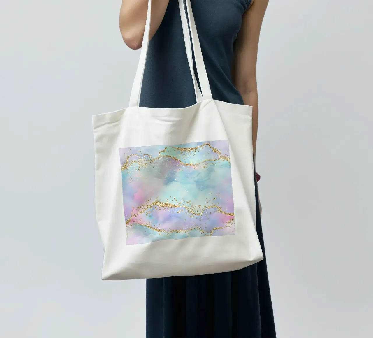 Rainbow Glitter Agate Texture 04 tote bag by Gemstone Textures