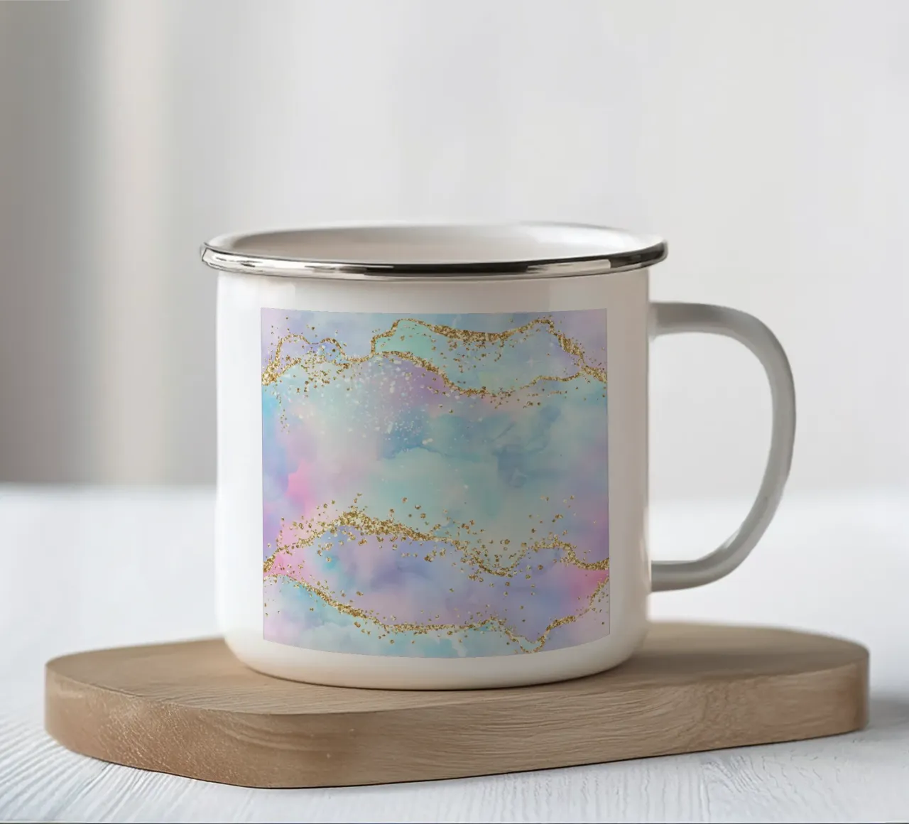 Texture Agata Glitterata Arcobaleno 04 tazza in smalto da Gemstone Textures