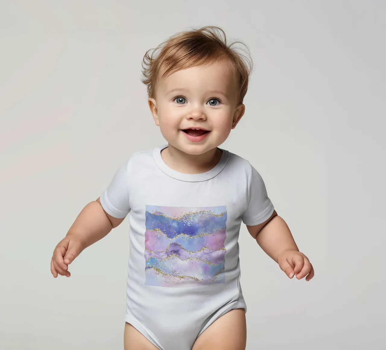 Texture Agata Glitterata Arcobaleno 06 body neonato maniche corte da Gemstone Textures