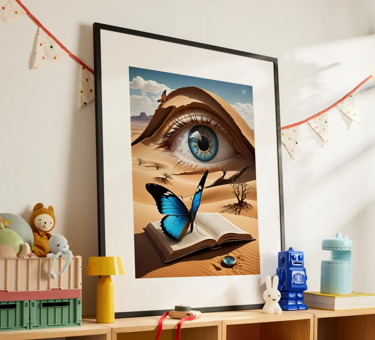 Wüsten Auge Abstrakt poster con marco de madera de kosinsart.gallery