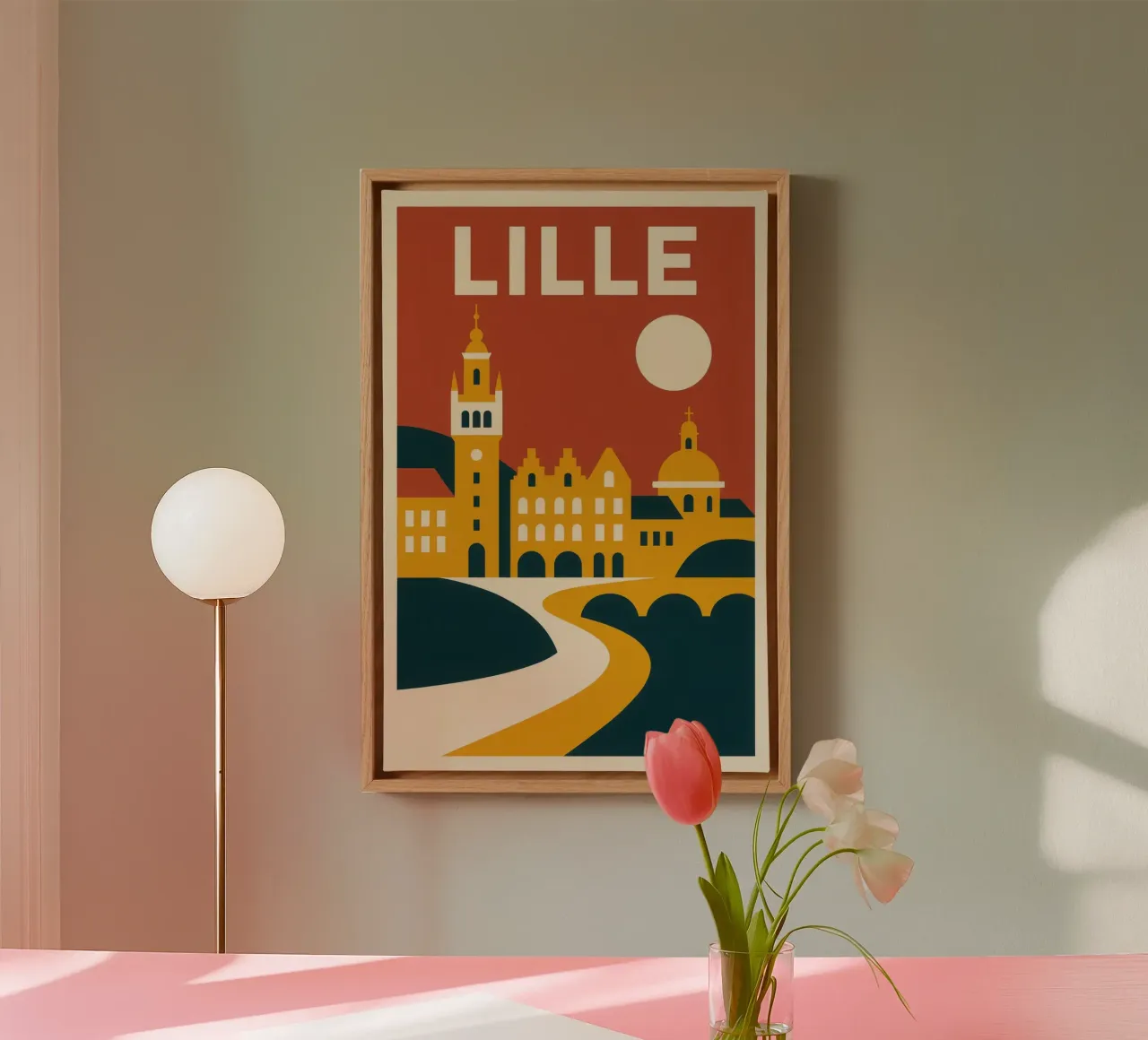LILLE - The heat of the north in full geometry canvas with Floater frame by JETLAG | affiches voyage