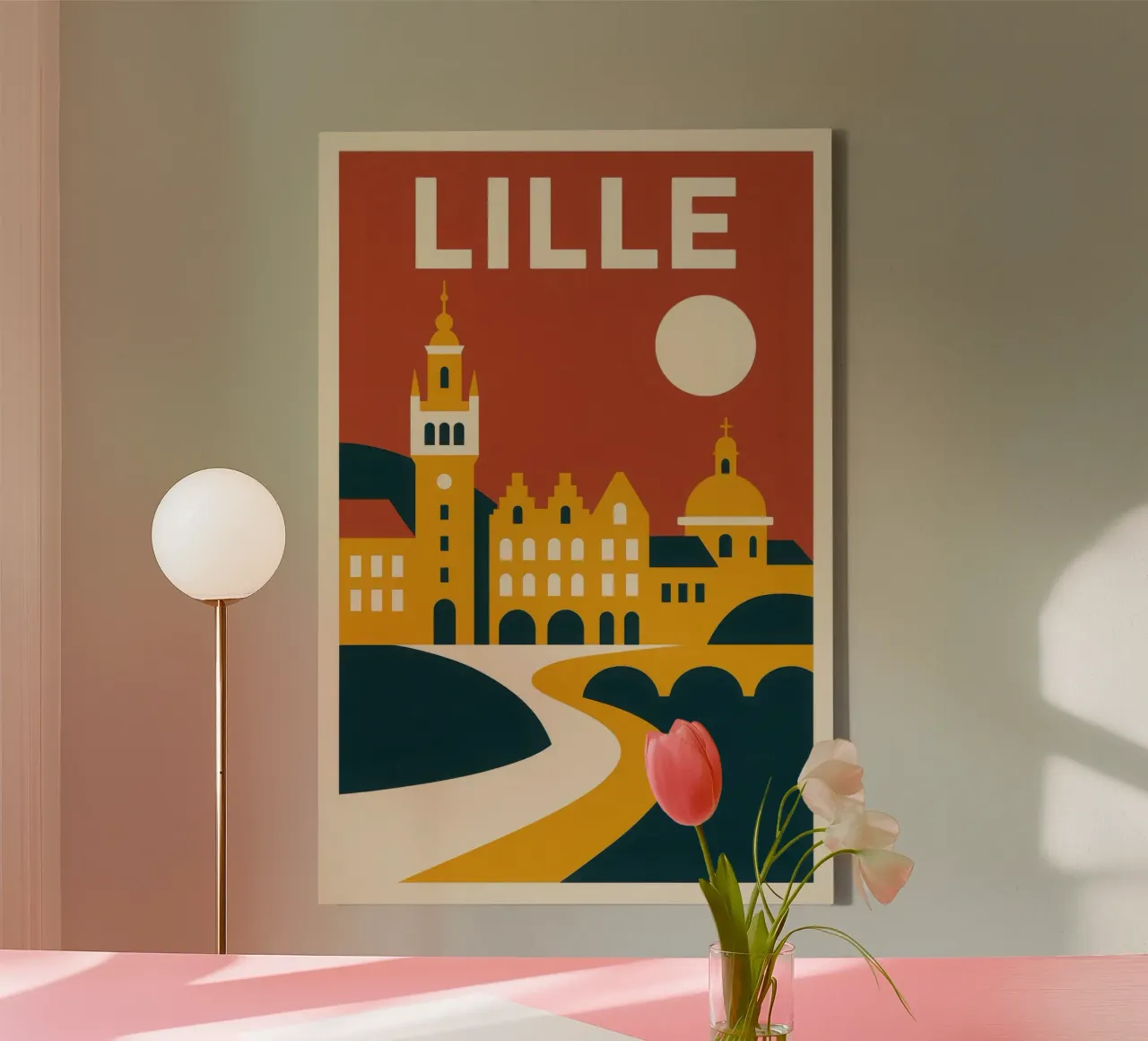 LILLE - The heat of the north in full geometry canvas with Floater frame by JETLAG | affiches voyage
