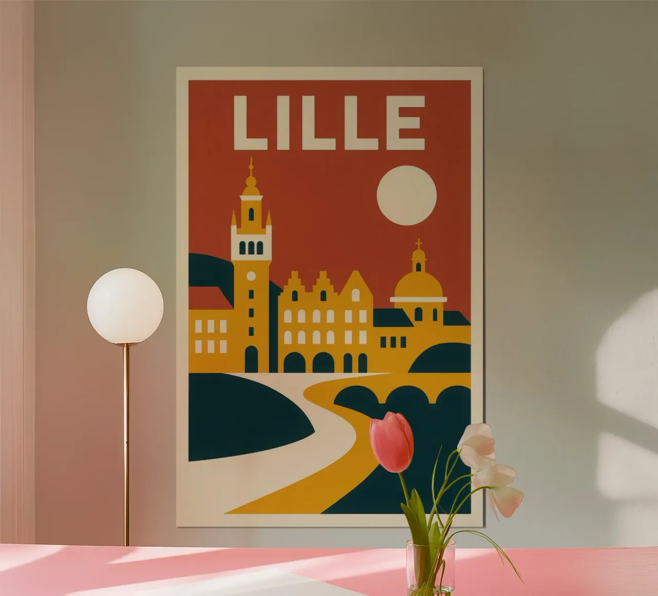 LILLE - Il caldo del nord in piena geometria poster con telaio in alluminio da JETLAG | affiches voyage