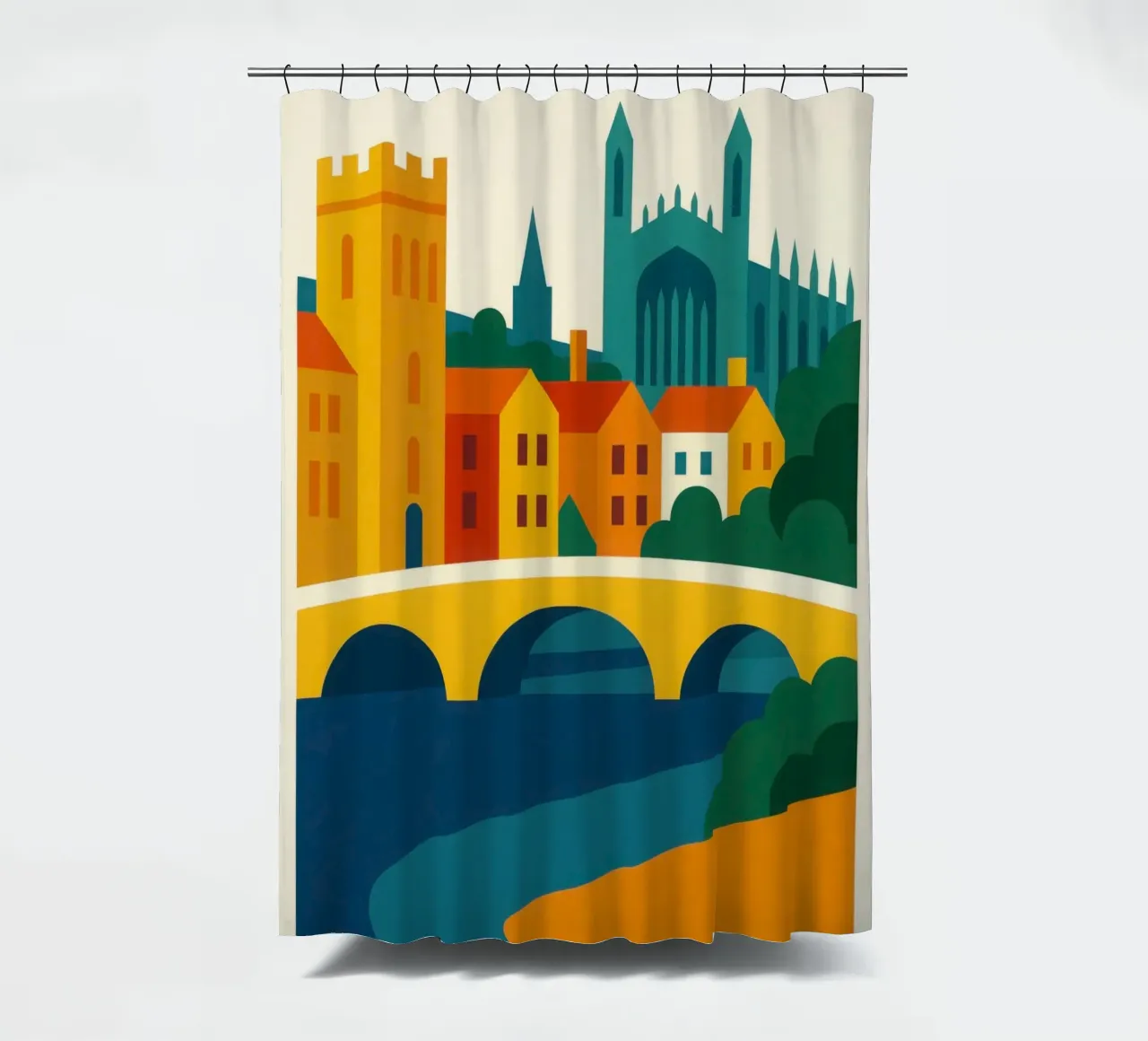 CAMBRIDGE - Studious charm in vivid colours shower curtain by JETLAG | affiches voyage