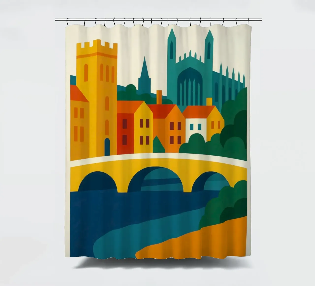 CAMBRIDGE - Studious charm in vivid colours shower curtain by JETLAG | affiches voyage