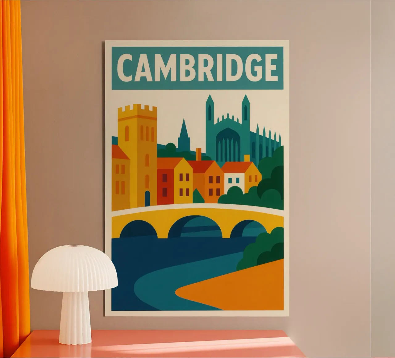 CAMBRIDGE - Fascino studioso a colori vivaci alluminio dibond da JETLAG | affiches voyage