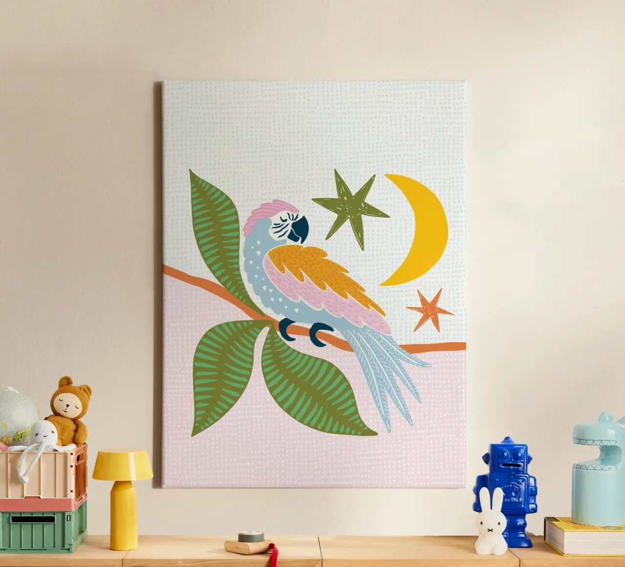 Modern safari parrot tela con Cornice a cassetta da Vivdesign