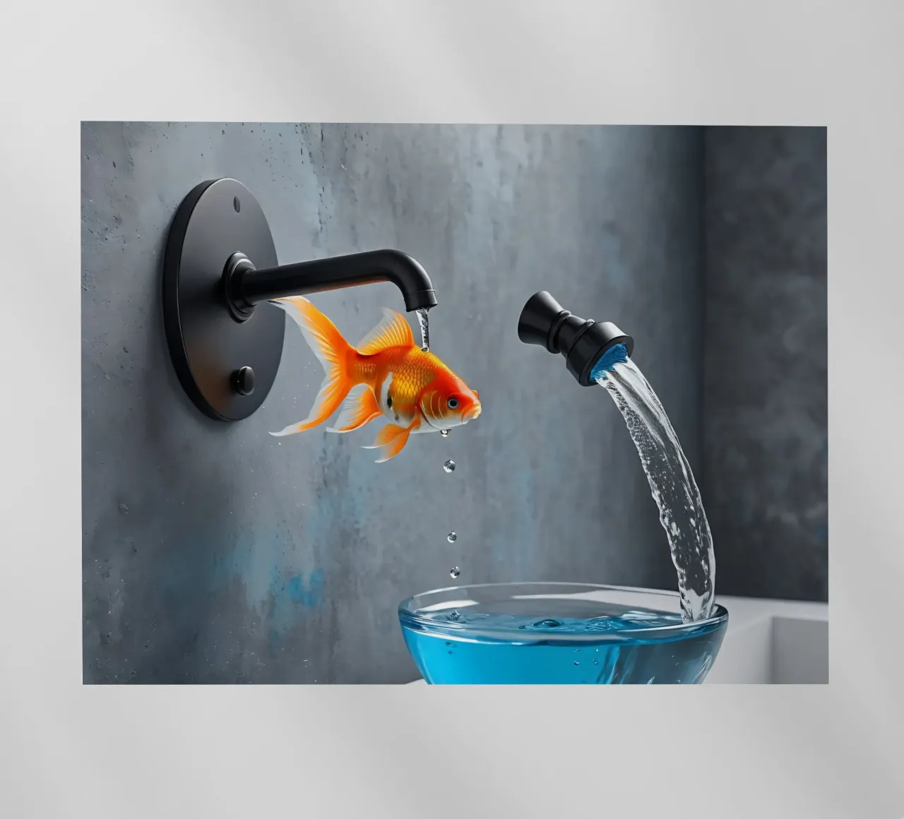 Goldfisch spuckt Wasserhahn pellicola backlit da kosinsart.gallery