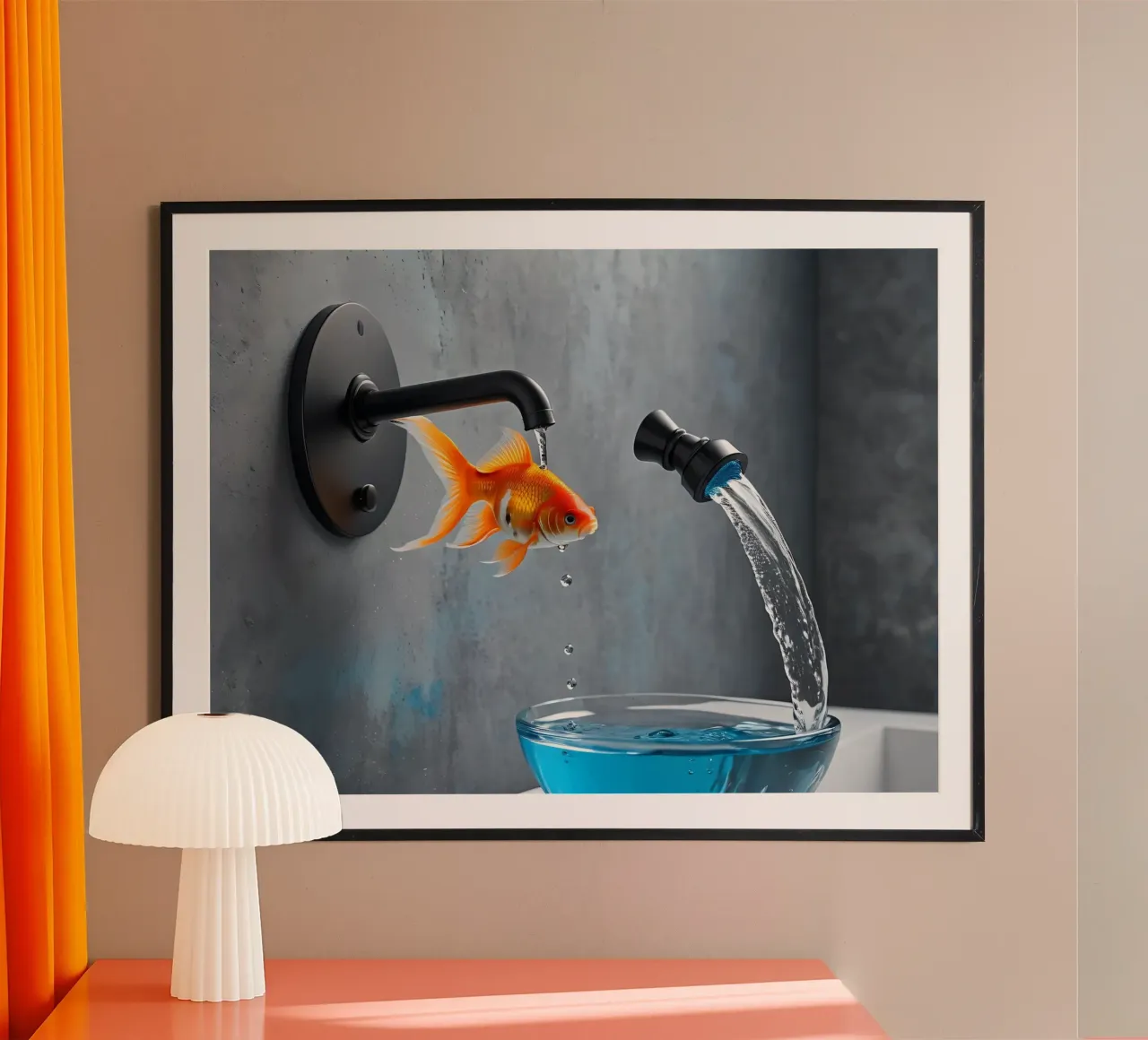 Goldfisch spuckt Wasserhahn poster da kosinsart.gallery