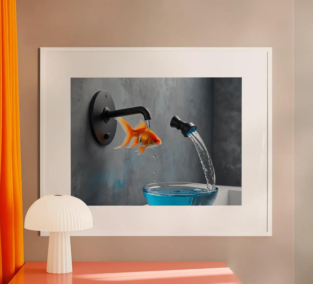Goldfisch spuckt Wasserhahn poster da kosinsart.gallery