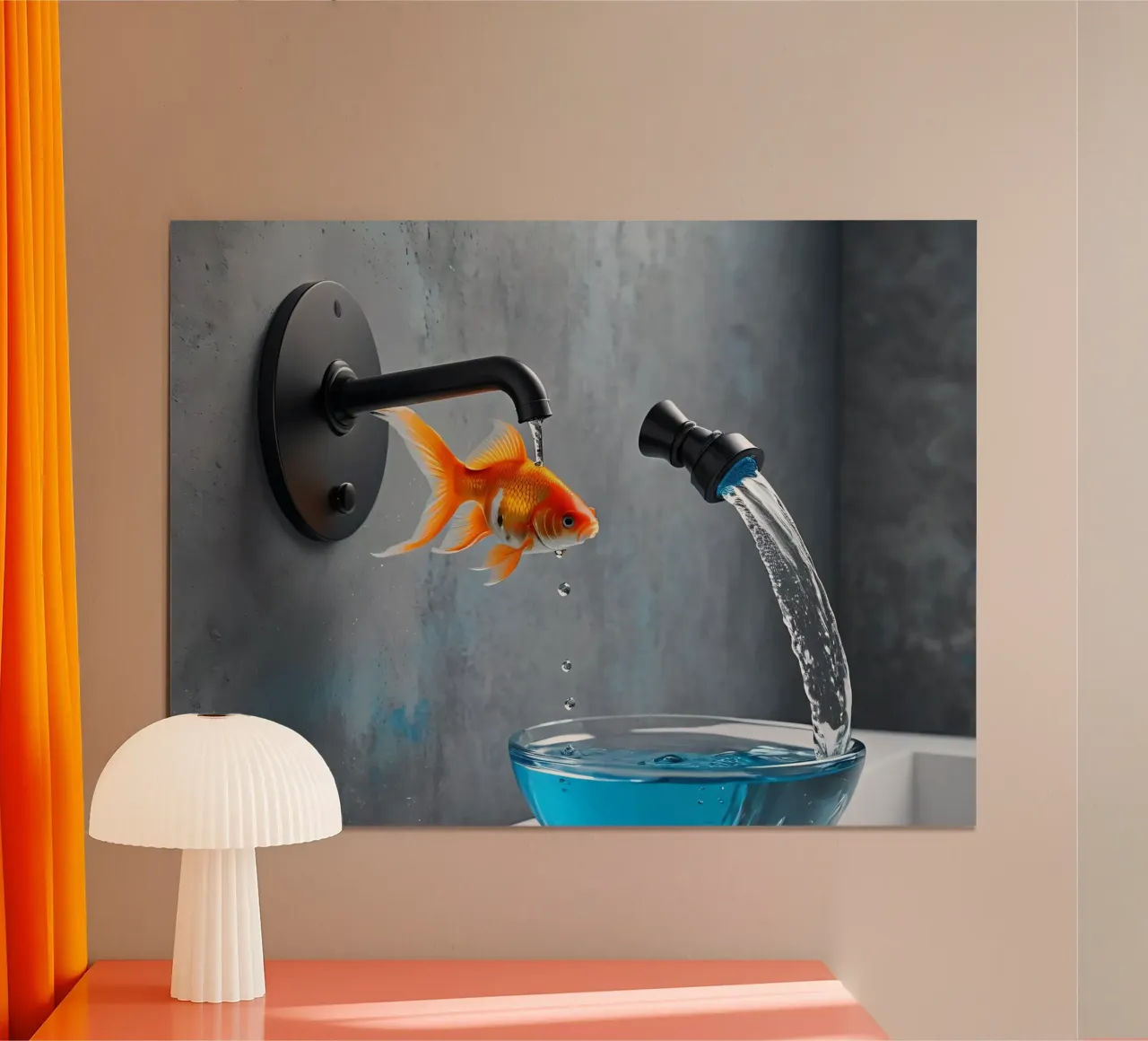 Goldfisch spuckt Wasserhahn poster da kosinsart.gallery
