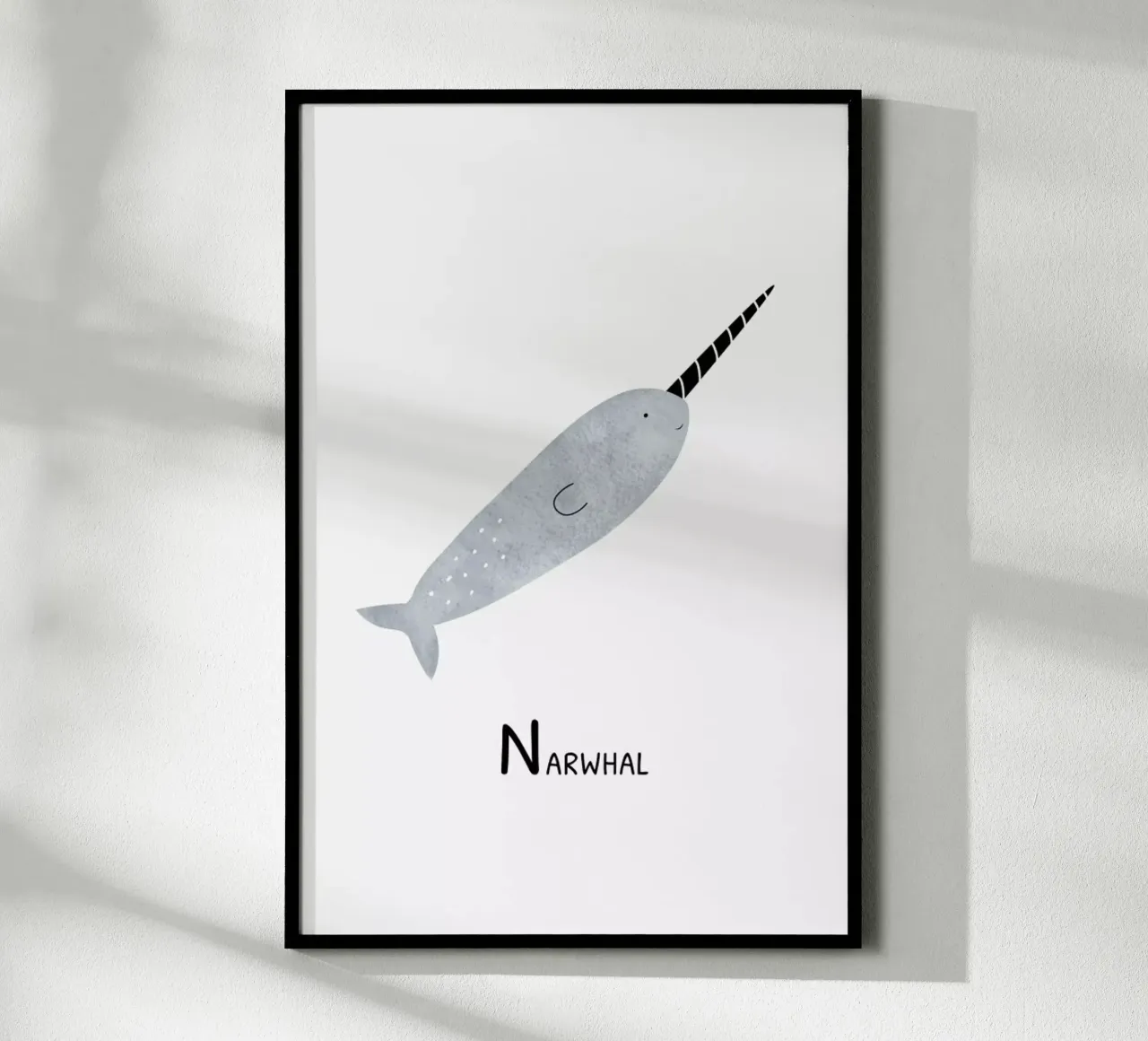 Narwhal poster con telaio in alluminio da Little Flourishes