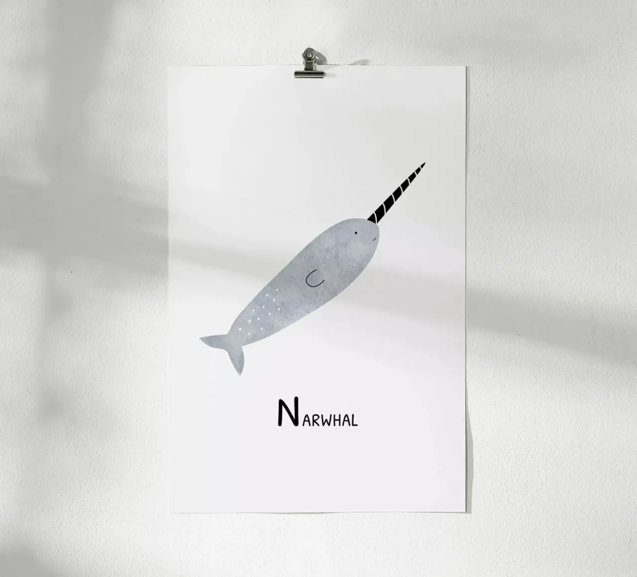 Narwhal poster con telaio in alluminio da Little Flourishes